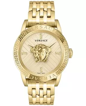 Мужские швейцарские часы V-Code с золотым ионным браслетом, 43 мм Versace