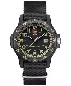 Мужские швейцарские часы в кожаной обложке Sea Turtle Giant Dive, черные часы с ремешком НАТО, 44 мм Luminox