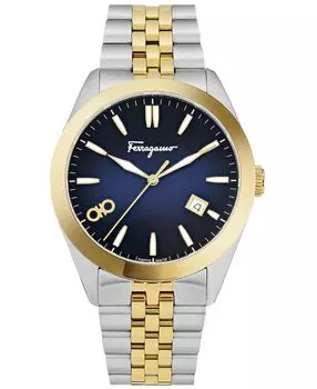 Мужские швейцарские классические двухцветные часы-браслет из нержавеющей стали, 42 мм Salvatore Ferragamo