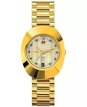 Мужские швейцарские оригинальные часы DiaStar с золотистым браслетом из нержавеющей стали, 35 мм Rado