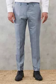 Мужские сине-белые приталенные брюки Добби с эластичной резинкой на талии узкого кроя и гибкой талией AC&Co Altinyildiz Classics, синий