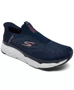 Мужские слипоны - Max Cushioning - выгодные повседневные кроссовки без шнуровки широкой ширины от Finish Line Skechers, синий