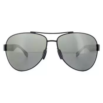 Мужские солнцезащитные очки Aviator серого серебристого цвета с зеркальными поляризационными линзами Hugo Boss, синий