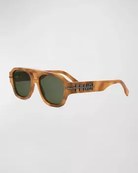 Мужские солнцезащитные очки-авиаторы Fendigraphy, цвет Coloured Havana Green