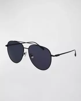 Мужские солнцезащитные очки-авиаторы Gancini Evolution Metal Ferragamo, цвет Matte Black