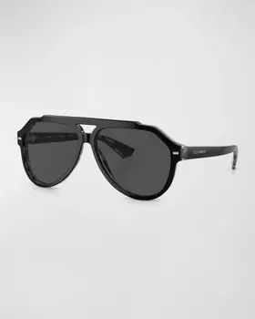 Мужские солнцезащитные очки-авиаторы из ацетата Dolce&Gabbana, цвет Dark Grey