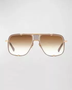 Мужские солнцезащитные очки-авиаторы из металлацетата Mach Five Dita, цвет Brushed White Gold - Brown