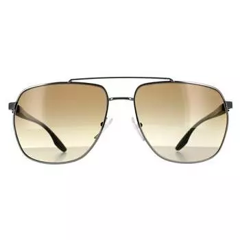 Мужские солнцезащитные очки-авиаторы коричневого цвета с градиентом цвета бронзы Prada Sport, серый
