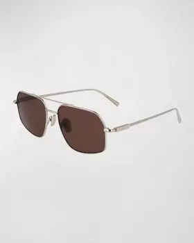 Мужские солнцезащитные очки-авиаторы Prisma Metal, 58 мм Ferragamo, цвет Goldbrown