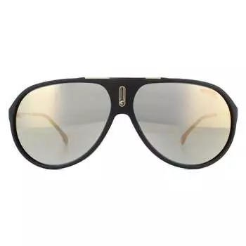 Мужские солнцезащитные очки-авиаторы с зеркальными матовыми золотисто-серыми бронзовыми линзами Carrera, черный