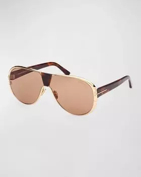 Мужские солнцезащитные очки-авиаторы Vicenzo из металла и ацетата TOM FORD, цвет Shiny Deep Gold