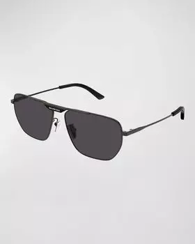 Мужские солнцезащитные очки-авиаторы в металлическом корпусе BB0298SM Balenciaga, цвет Shiny Gun Metal