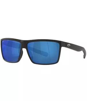 Мужские солнцезащитные очки Costa 6S9016 Rinconcito, зеркальные, прямоугольные, поляризованные, 60 мм, черный