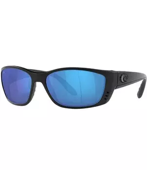 Мужские солнцезащитные очки Costa 6S9054 Fisch с зеркальными кристаллами и прямоугольными поляризованными кристаллами 64 мм, черный