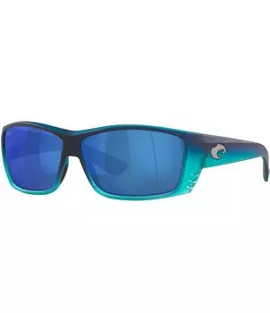 Мужские солнцезащитные очки Costa Cay 6S9024 Cat Cay, прямоугольные поляризованные, зеркальные, 61 мм, синий