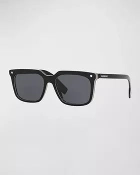 Мужские солнцезащитные очки Icon Stripe Square из ацетата Burberry, цвет Black