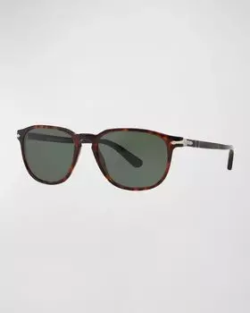 Мужские солнцезащитные очки из ацетата с квадратным узором Persol, цвет Havana/Green