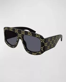 Мужские солнцезащитные очки из ацетата с монограммой GG0983Sm Gucci, цвет Shiny Solid Black