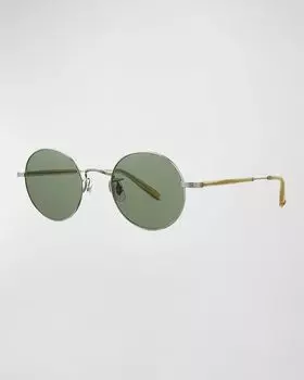 Мужские солнцезащитные очки Lovers 46 круглой формы Garrett Leight, цвет Silver