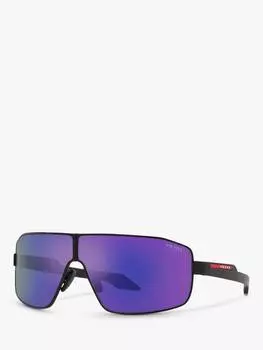 Мужские солнцезащитные очки неправильной формы prada ps 54ys Prada, цвет Black Rubber/Mirror Purple