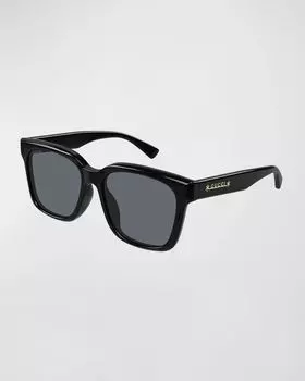 Мужские солнцезащитные очки с прямоугольным логотипом Gucci, цвет Black