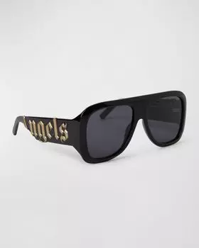 Мужские солнцезащитные очки Sonoma из ацетата Shield Palm Angels, цвет Black