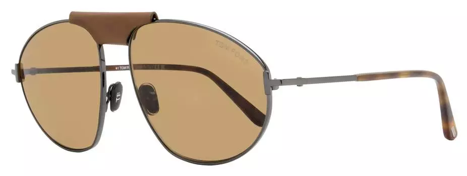 Мужские солнцезащитные очки Tom Ford Ken Leather TF1095 08E Gunmetal 60 мм