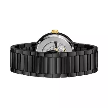 Мужские современные автоматические часы-скелетон из нержавеющей стали с ионным покрытием - 98A203 Bulova