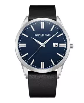 Мужские современные классические часы из натуральной кожи черного цвета с ремешком 42 мм Kenneth Cole New York
