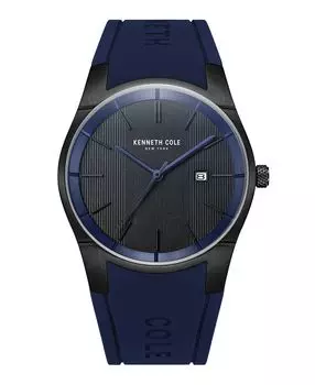 Мужские современные классические синие часы на силиконовом ремешке 42 мм Kenneth Cole New York