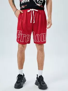 Мужские спортивные брюки Hypemode, широкий крой, узор в виде букв Manfinity, красный