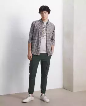 Мужские спортивные брюки из эластичного хлопка с множеством карманов светло-коричневого цвета Easy Wear, темно-зеленый