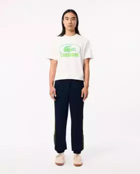 Мужские спортивные брюки из пике синего цвета Lacoste, темно-синий