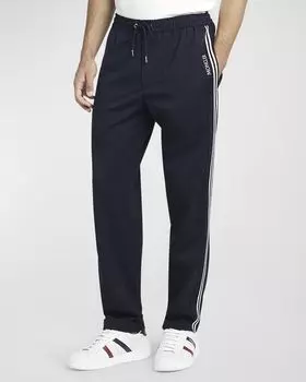 Мужские спортивные брюки с фирменными полосками по бокам Moncler, цвет Dark Blue