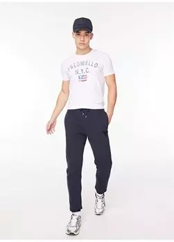 Мужские спортивные брюки узкого кроя с эластичной резинкой на талии темно-синего цвета FM23W04PF Fred Mello, темно-синий