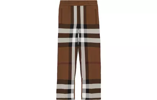 Мужские спортивные брюки в клетку коричневого цвета Burberry, коричневый