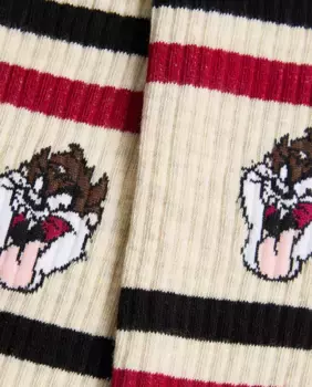 Мужские спортивные носки бежевые Looney Tunes Taz Jimmy Lion, естественный