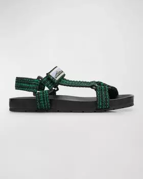 Мужские спортивные сандалии Trip с двухцветной лентой Bottega Veneta, цвет Emrald