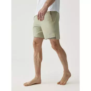 Мужские спортивные шорты из спортивной ткани с внутренними брюками. BORN LIVING YOGA, цвет beige