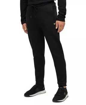 Мужские спортивные штаны boss из смесового хлопка с металлическим логотипом Hugo Boss, черный