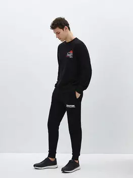 Мужские спортивные штаны с принтом и эластичной резинкой на талии CALMERA MODA, черный