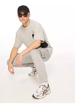 Мужские спортивные штаны серого меланжевого цвета B3WM-EA80 Black On Black, серый