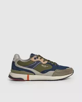 Мужские спортивные туфли цвета хаки на шнуровке Pepe Jeans