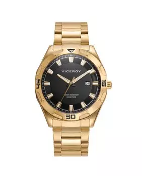 Мужские стальные часы Heat с черным циферблатом и золотым IP-ремешком Viceroy, золотой