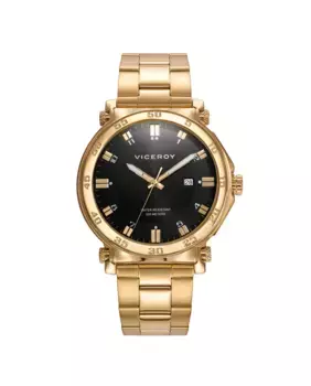 Мужские стальные часы Heat с черным циферблатом и золотым IP-ремешком Viceroy, золотой