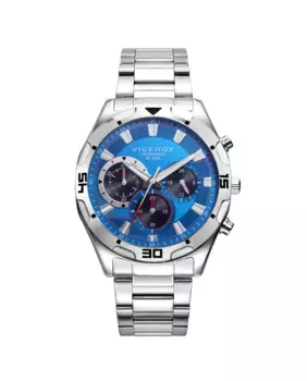 Мужские стальные часы Heat с хронографом и синим циферблатом Viceroy, серебрянный