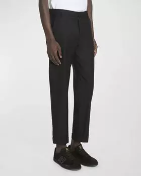 Мужские строгие шерстяные брюки прямого кроя Balmain, цвет Black