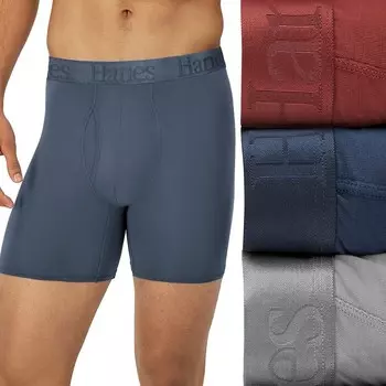 Мужские супермягкие боксеры Hanes Originals Ultimate, комплект из 3 шт., цвет Blue Red