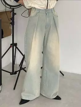 Мужские свободные джинсы Manfinity Homme, средняя талия, широкие брюки Shein, синий