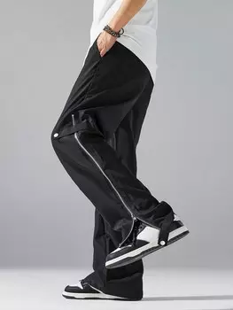 Мужские свободные широкие брюки EMRG Есть карманы и молнии Manfinity, черный